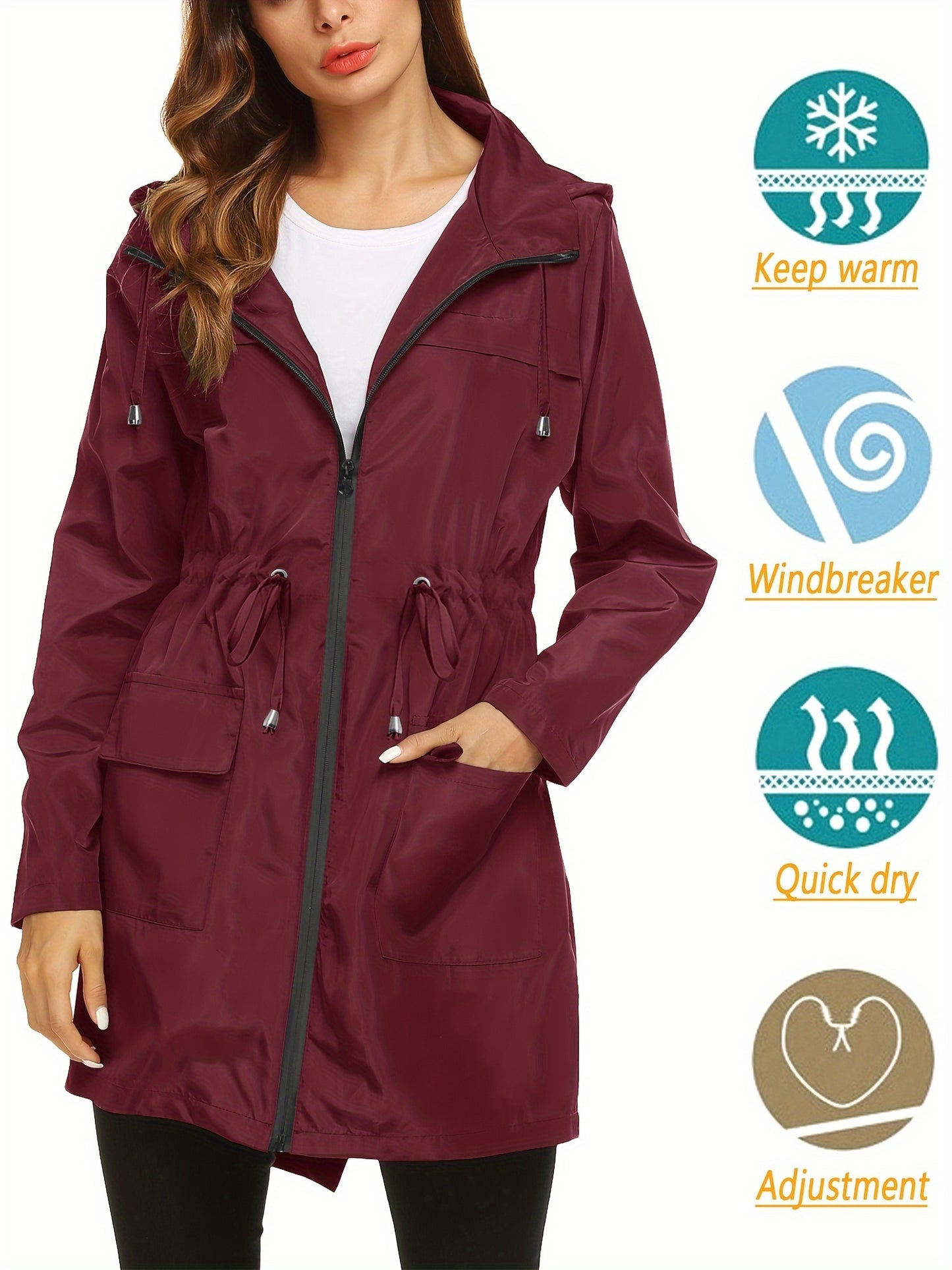 KTILG Raincoat Waterproof Lightweight Hooded Outerwear