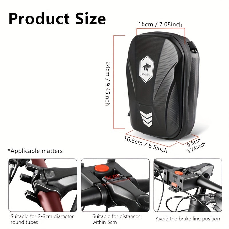 WOLFILIST Bike Handlebar Bag EVA Hard Shell Waterproof 3L