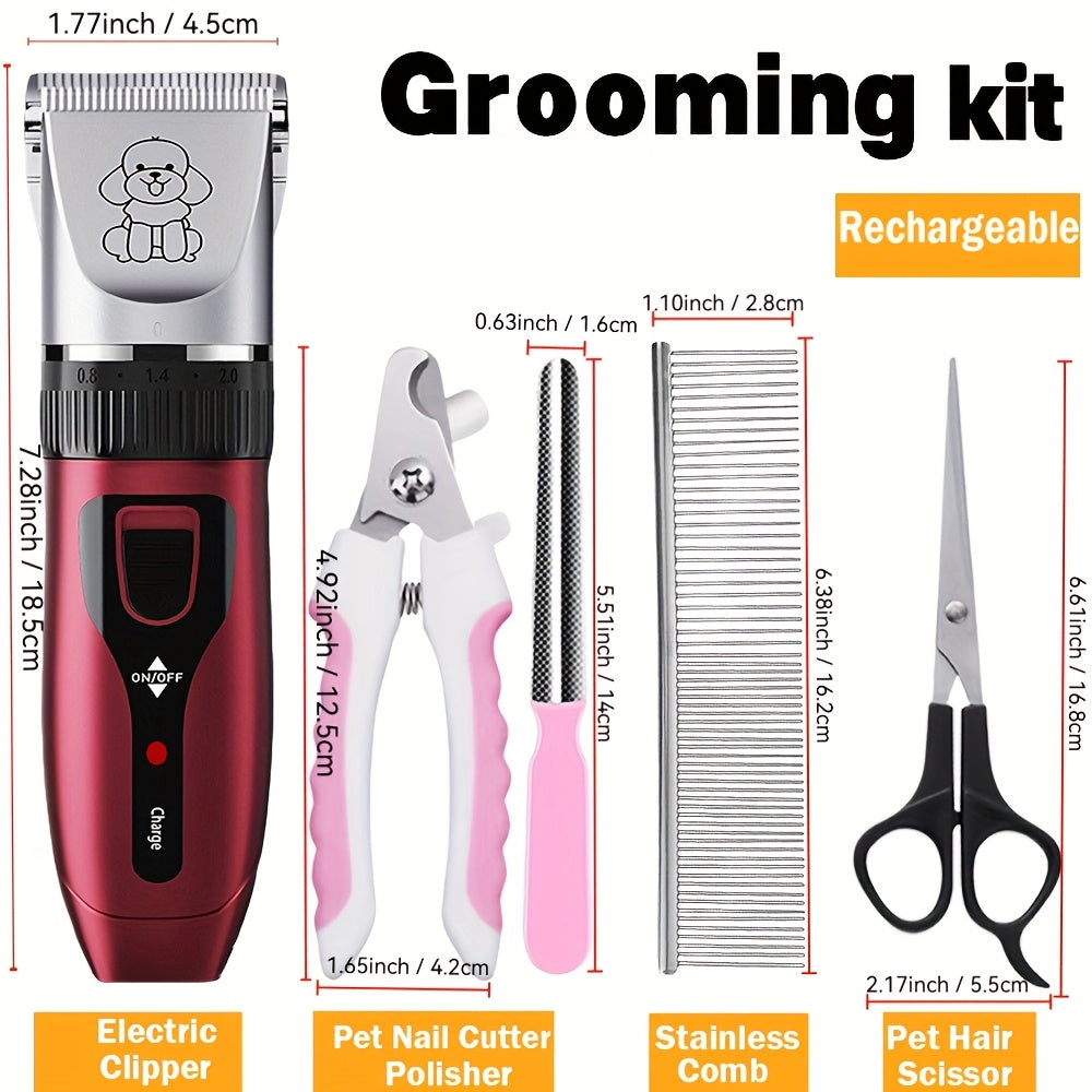 Dog Grooming Kit Low-Noise Cordless For Dogs And Cats