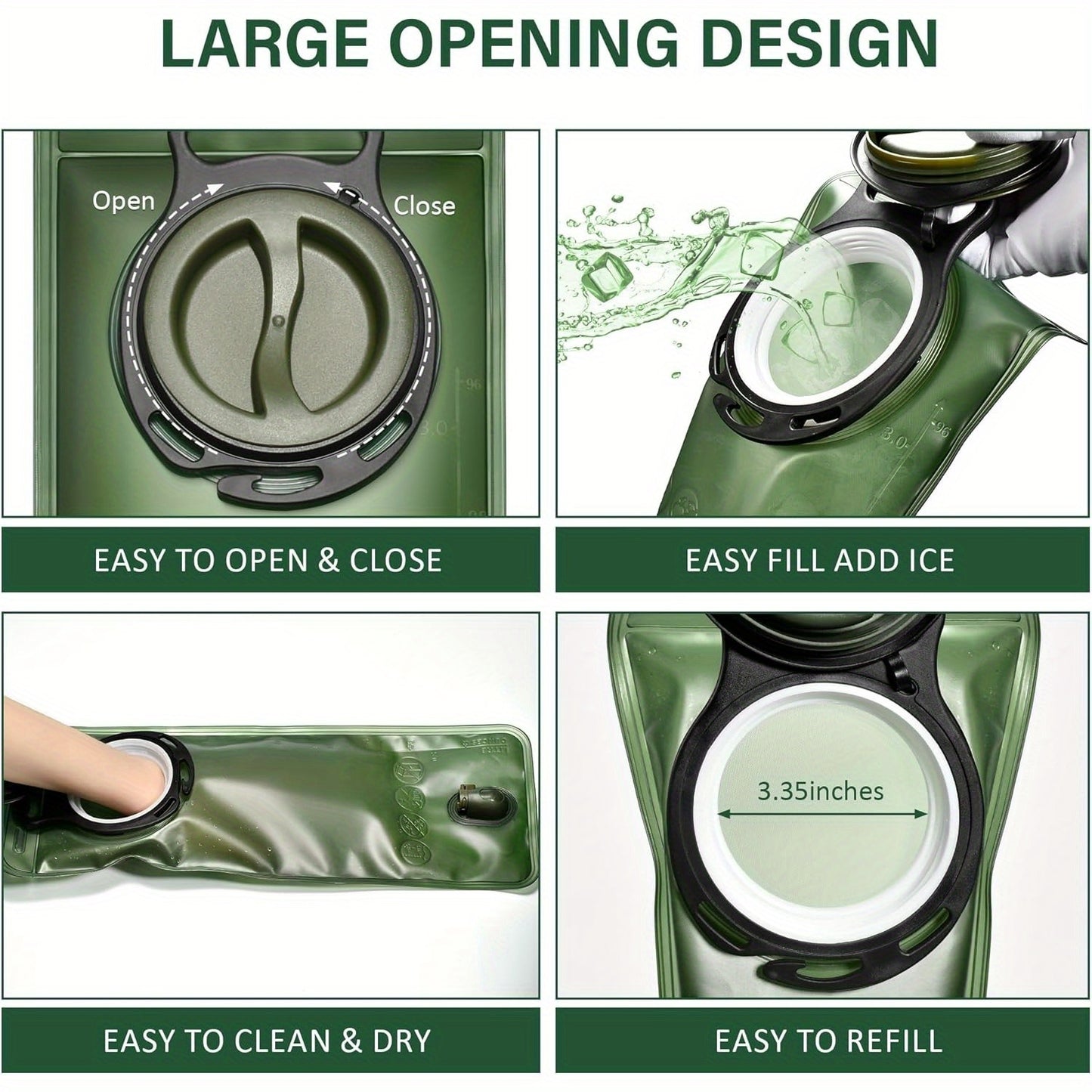 67.63oz Leak-Proof Hydration Bladder with Ergonomic Handle & Quick-Connect System - BPA-Free High-acity Water Reservoir, Large Opening Screw & Detachable Tube for Hiking, Camping, Cycling, Running Backpacks - Compatible with