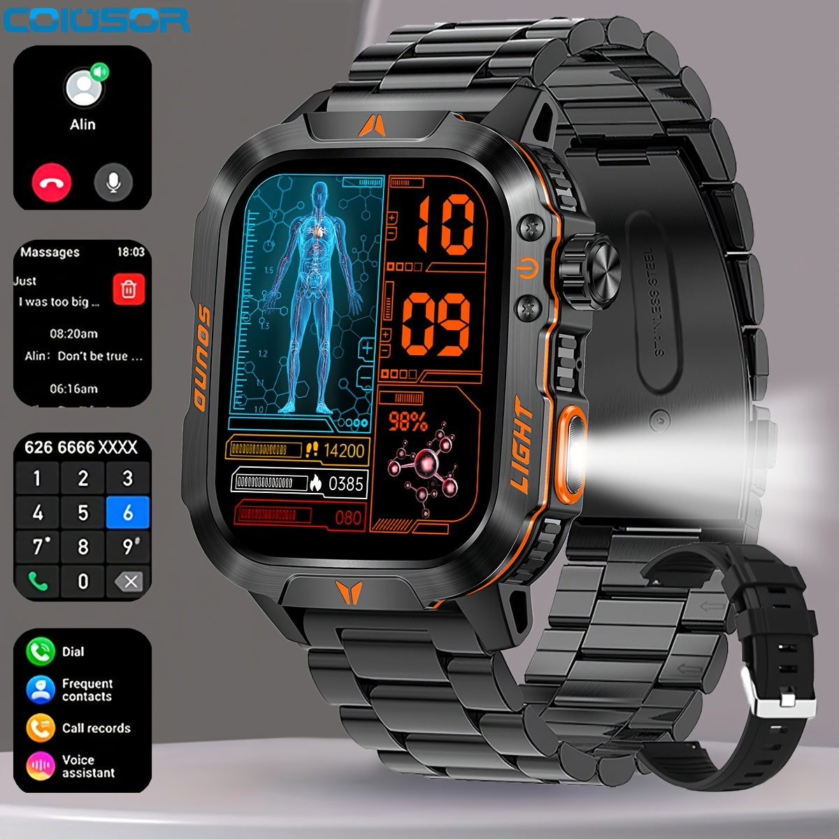 COIUSOR Smartwatch With Call Function Rugged Outdoor
