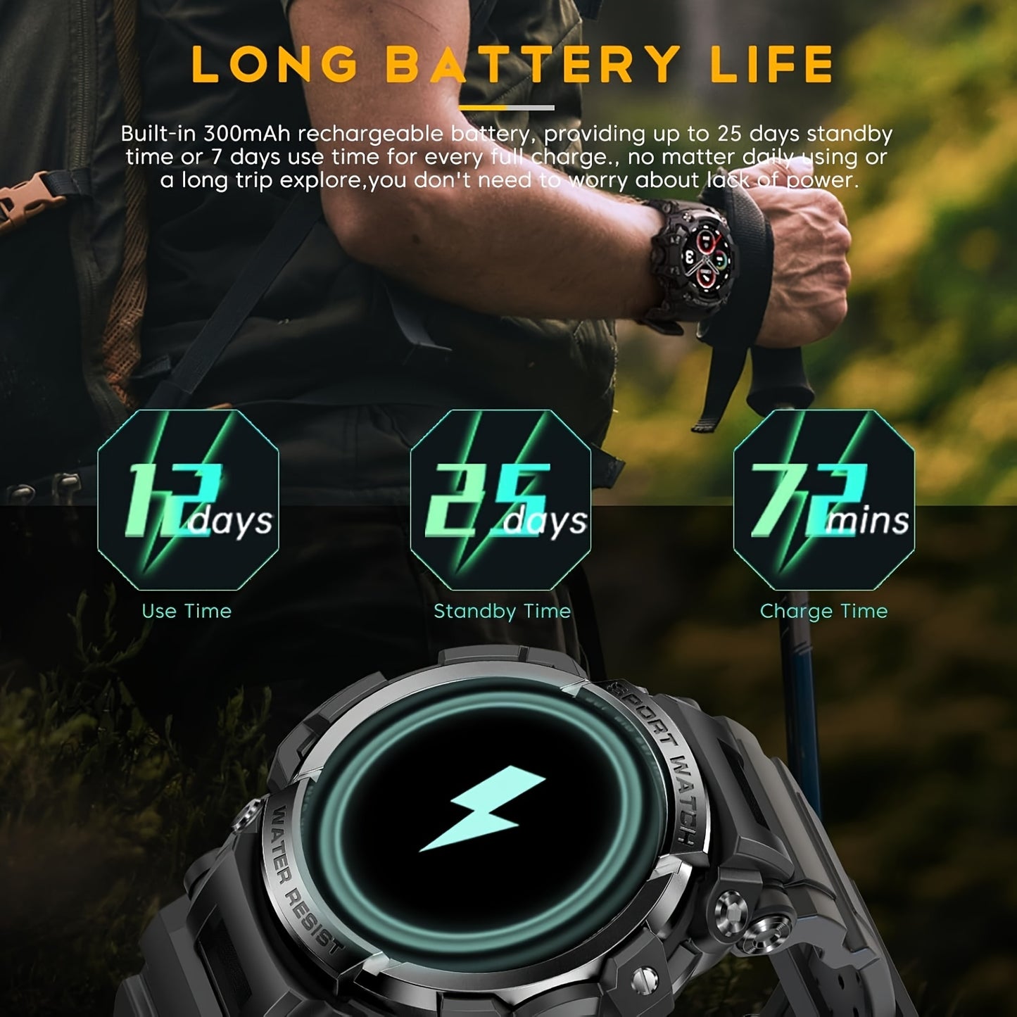 Smart Watches for Men (Answer/Make Call), Outdoor Watch with LED Flashlight, 1.32" TFT Screen Watch, 100+ Sport Modes, SOS, Sleep Tracker, Fitness Watch Health Watch for iPhone/Android - Cool Gifts for Men