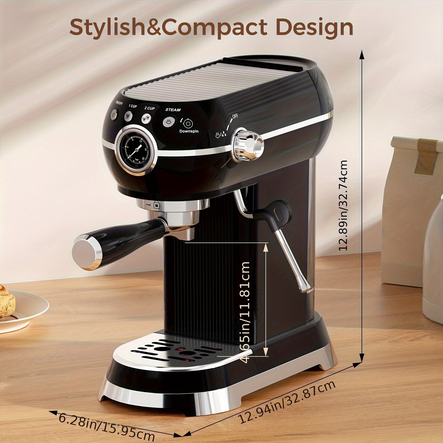 Espresso Machine With Milk Frother And 20 Bar Pressure