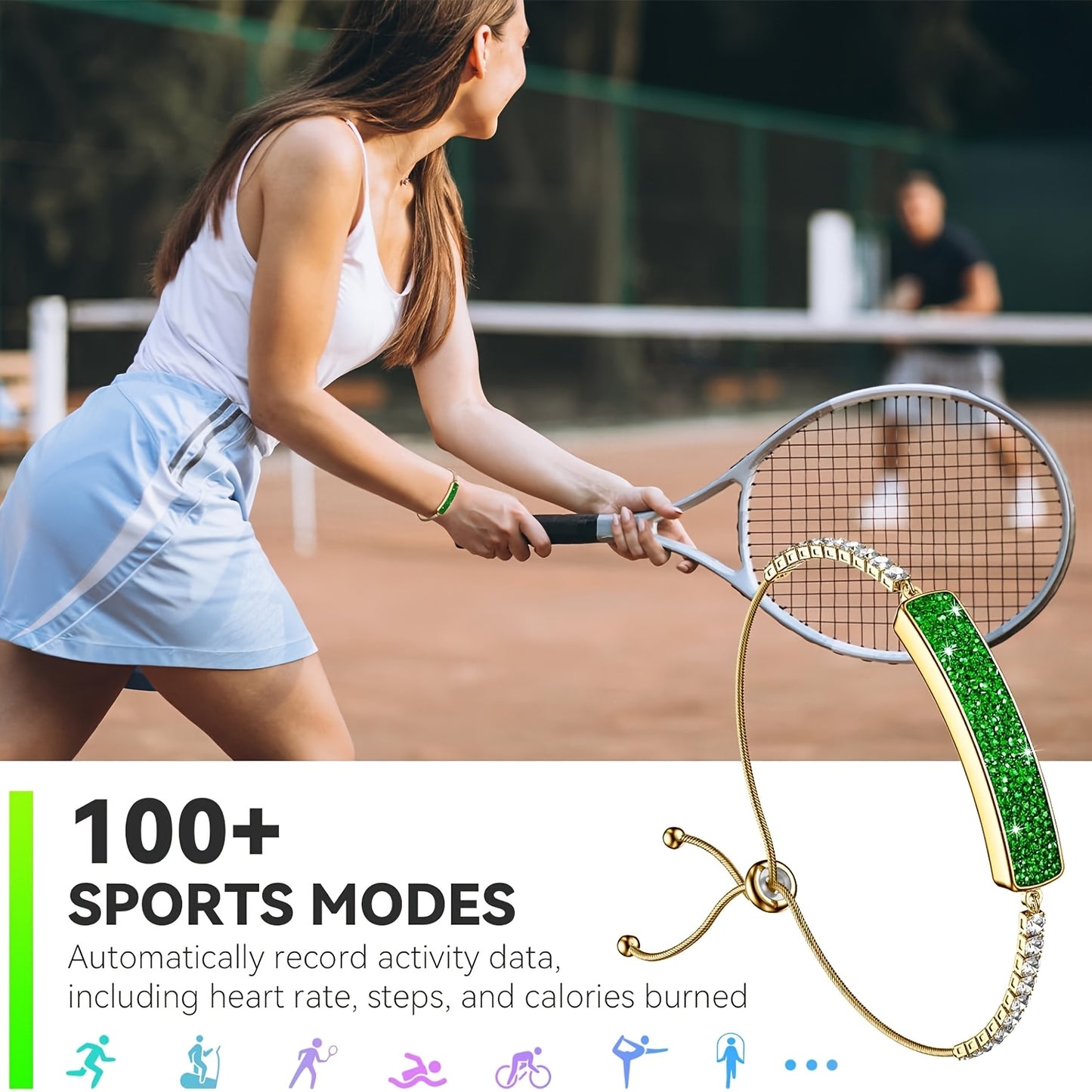 Smart Band With Luxury Diamond Bracelet Fitness Tracker For Women