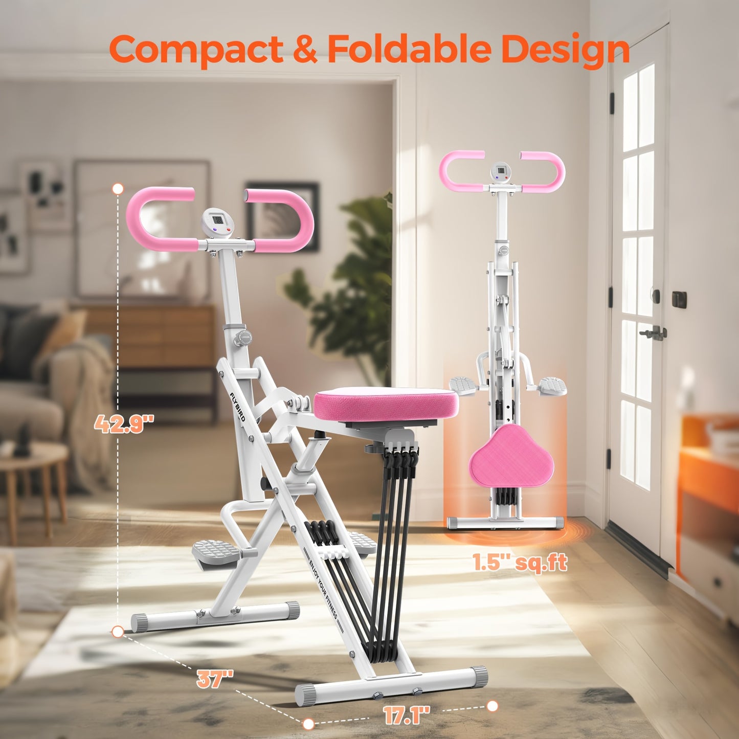 2-in-1 Squat & Row Machine - Hydraulic Foldable Home Gym Equipment, Glute Trainer with Leg Workout System, Easy Setup for Men & Women, Space-Saving Multi- Builder (Squats, Rows, Glute Building)