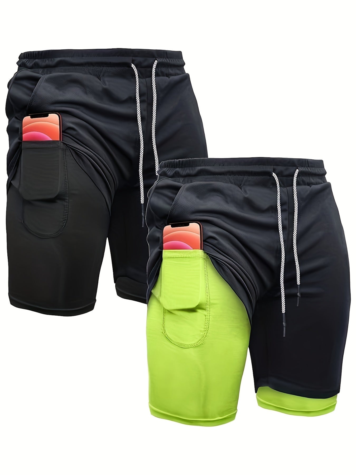 OEBLD Men's 2-in-1 Running Shorts Lightweight Polyester