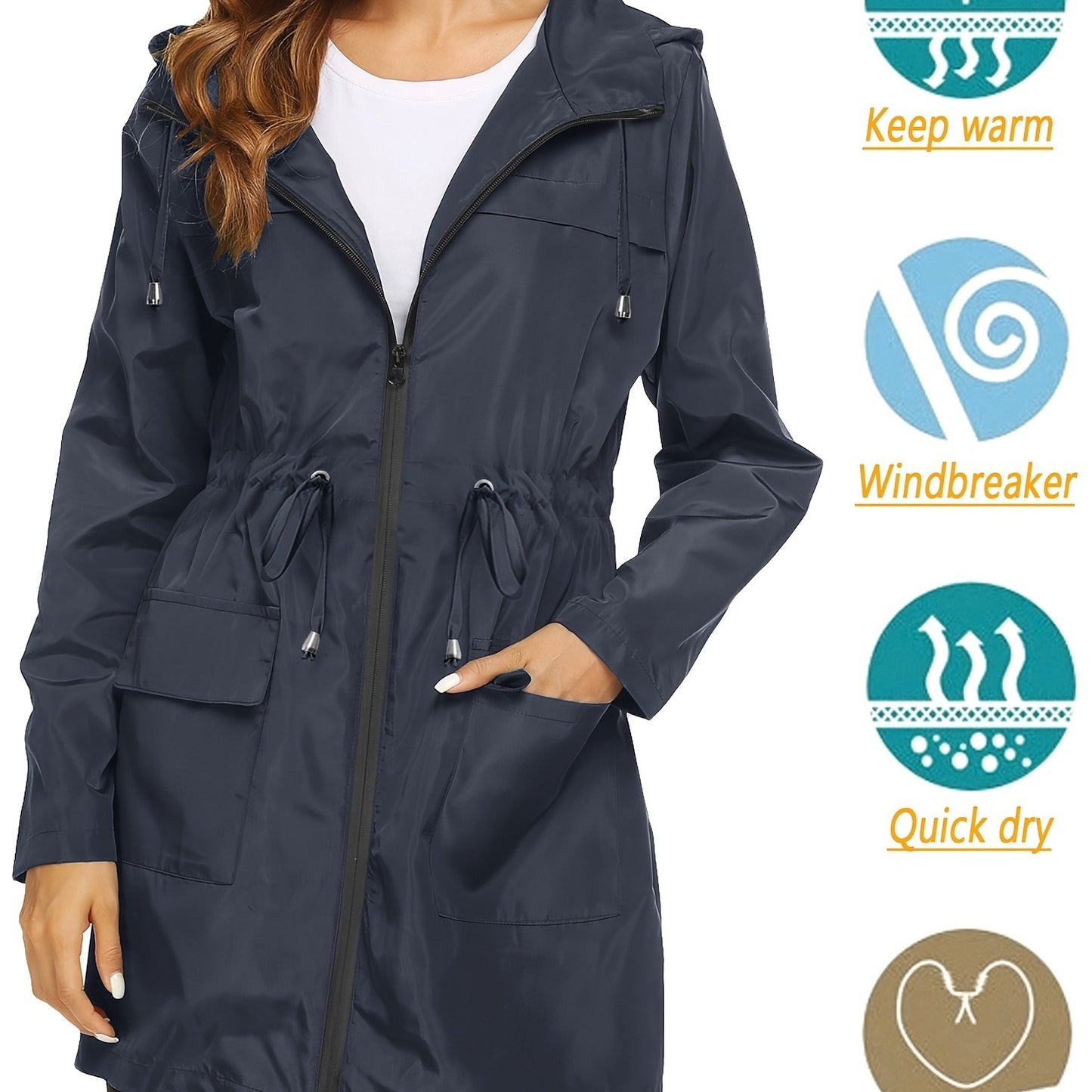 KTILG Raincoat Waterproof Lightweight Hooded Outerwear