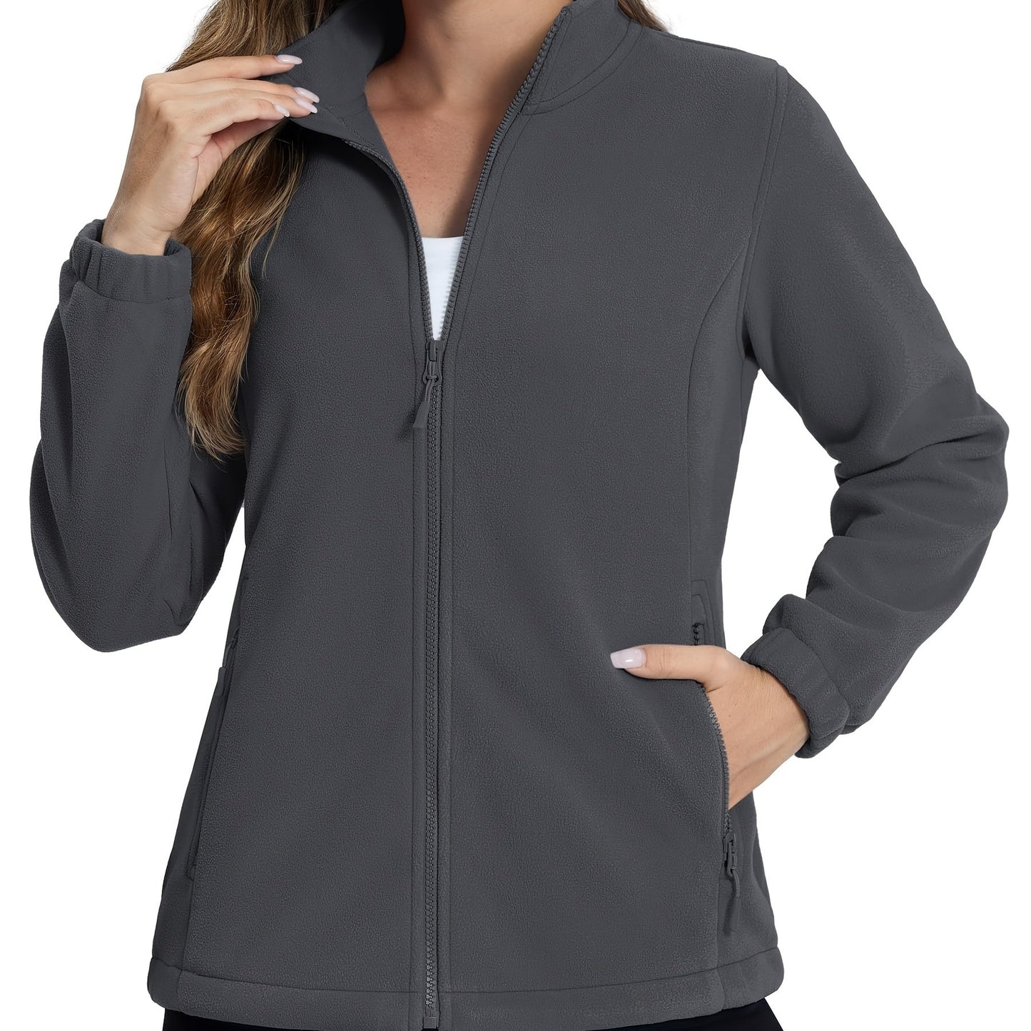MAGNIVIT Women's Full-Zip Jacket, Stand-Collar Lightweight Polyester