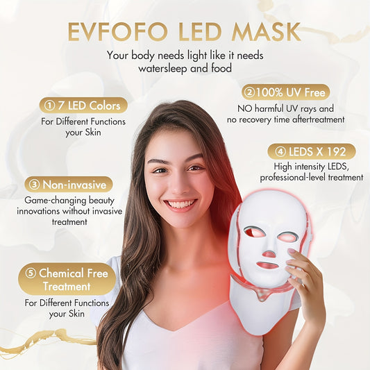 FDA Cleared New High-end Red Light For Face, 7 Colors LED Face Mask Light, Led Face Mask Light At Home, Blue Red Light Mask For Face