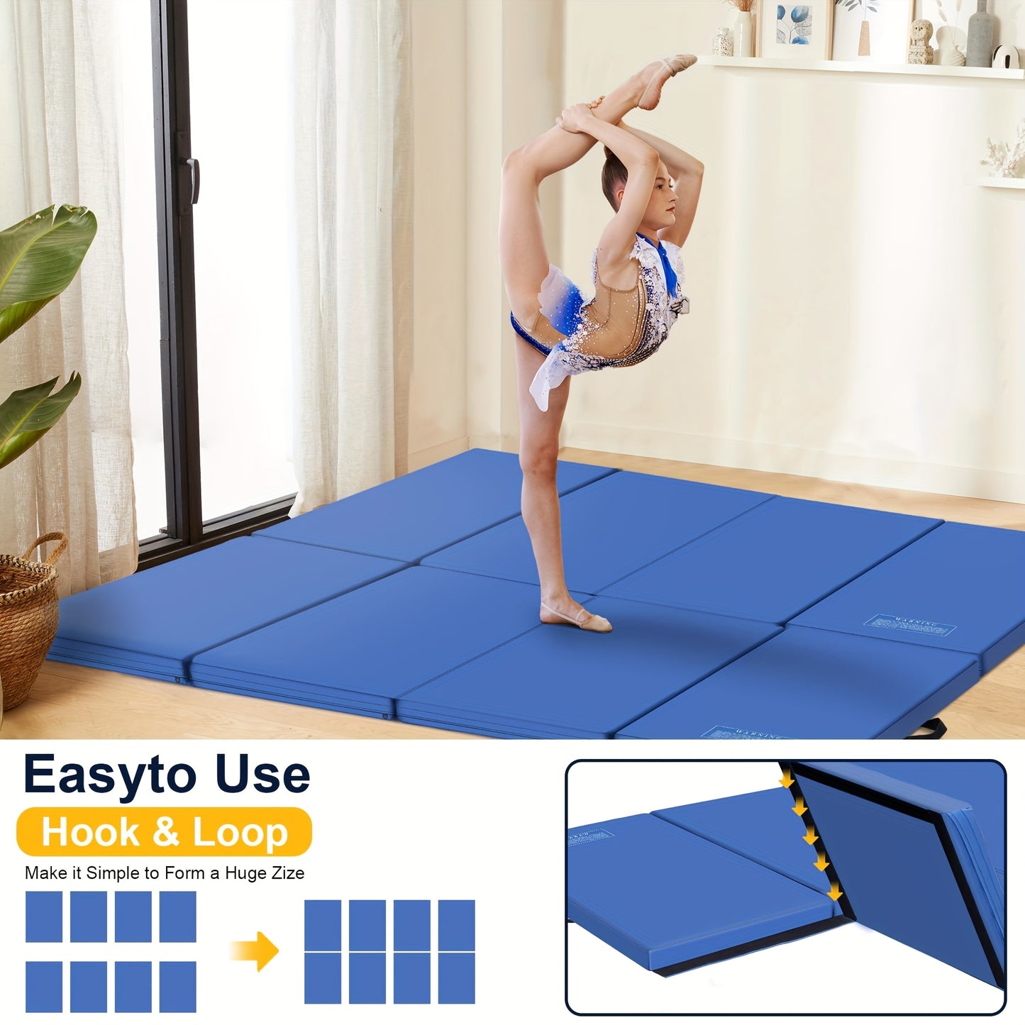 NETAJE Folding Gymnastics Exercise Mat EPE Foam Core