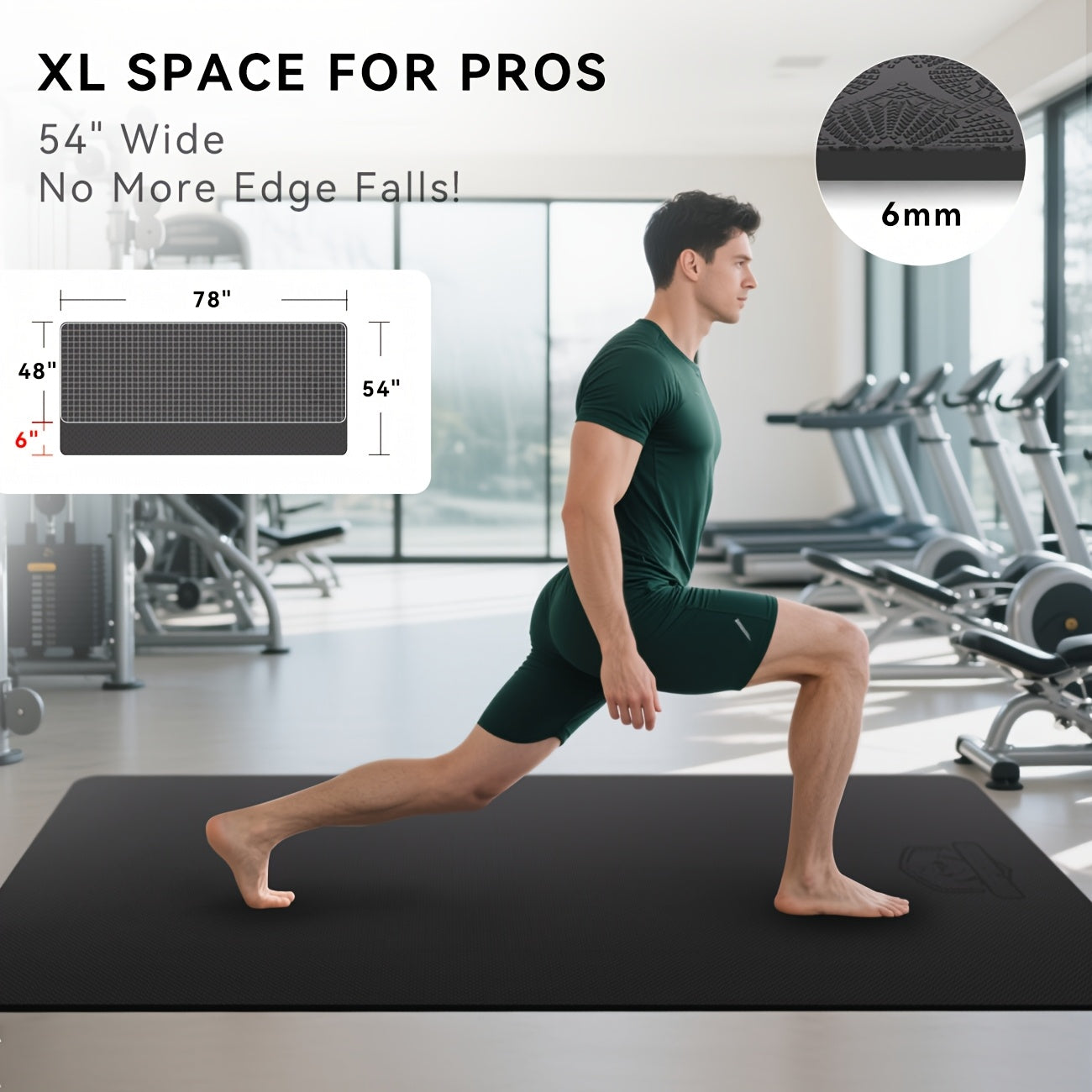 Extra Large Yoga Mat - 78"x54" Non-Slip Exercise Mat for Yoga & Thick Fitness Mat, Pilates, Stretching & Home Workouts Perfect Holiday Gift