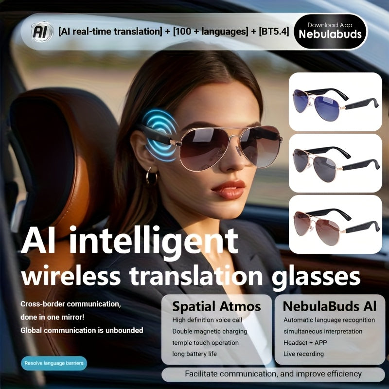 AI Translation Glasses Real-Time Translation With Built-In Microphone