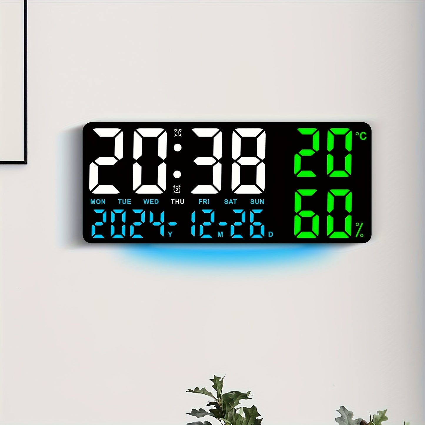 15" Modern Large Screen LED Alarm Clock with Date, Week, Temp, Humidity, Timer, Remote & Adjustable Brightness - Stylish Gift for Dad, Ideal for Seniors, Bedroom, Office, Or Living Room