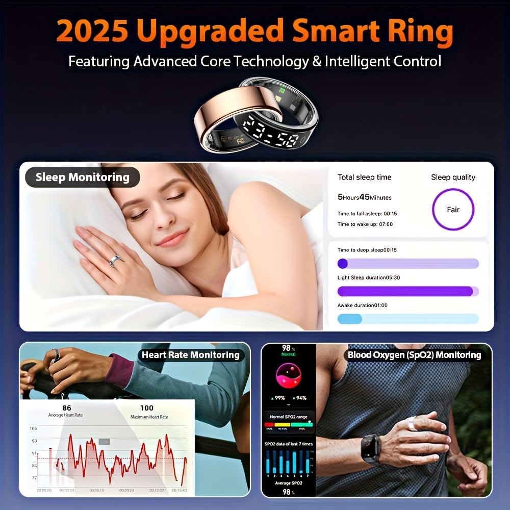 FERTO Smart Ring With Display And Touch Screen Fitness Tracker