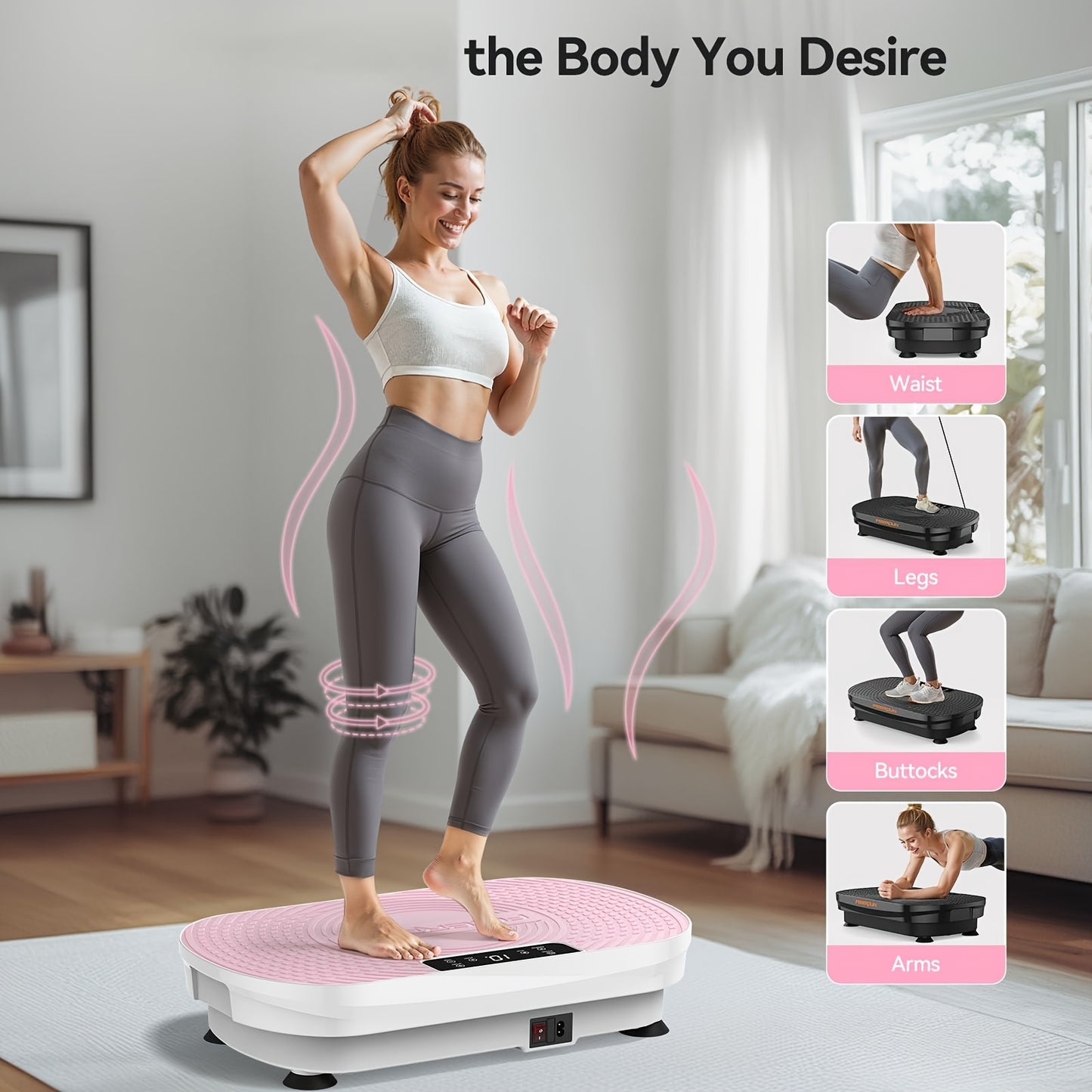 FEIERDUN 3D Vibration Plate Exercise Machine 9 Modes Full-Body Workout