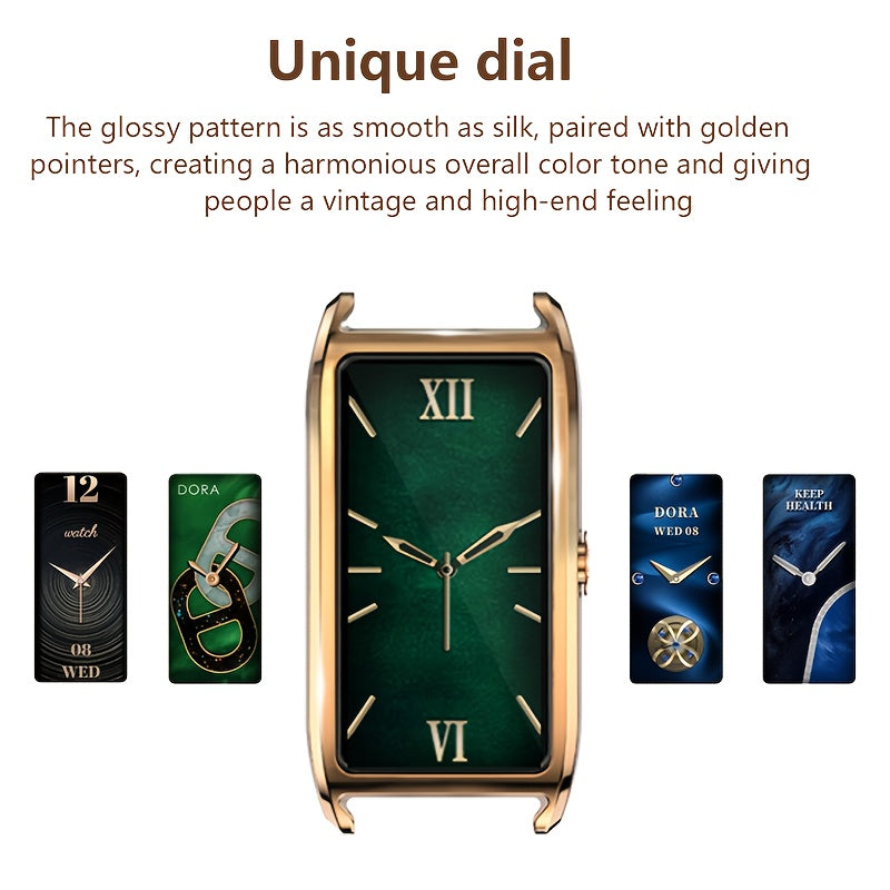 Couple smart High Quality watch, retro square dial, brown strap, Keep Health health tracking, suitable for more than ten languages and over a hundred modes, supporting exercise recording, menstrual period recording, sleep mon