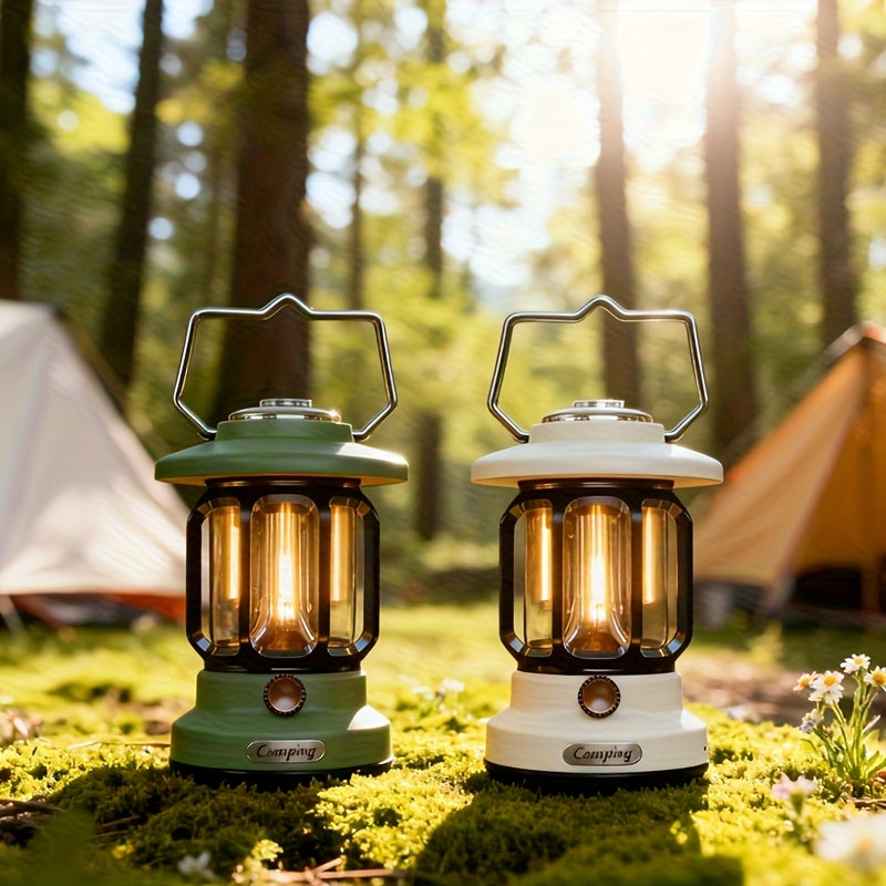 Camping Lantern Rechargeable, 3600mAh 900LM Battery Powered Hanging Vintage Camping Lights, Romantic Atmosphere Tent Light for Power Outage,Hiking, Party