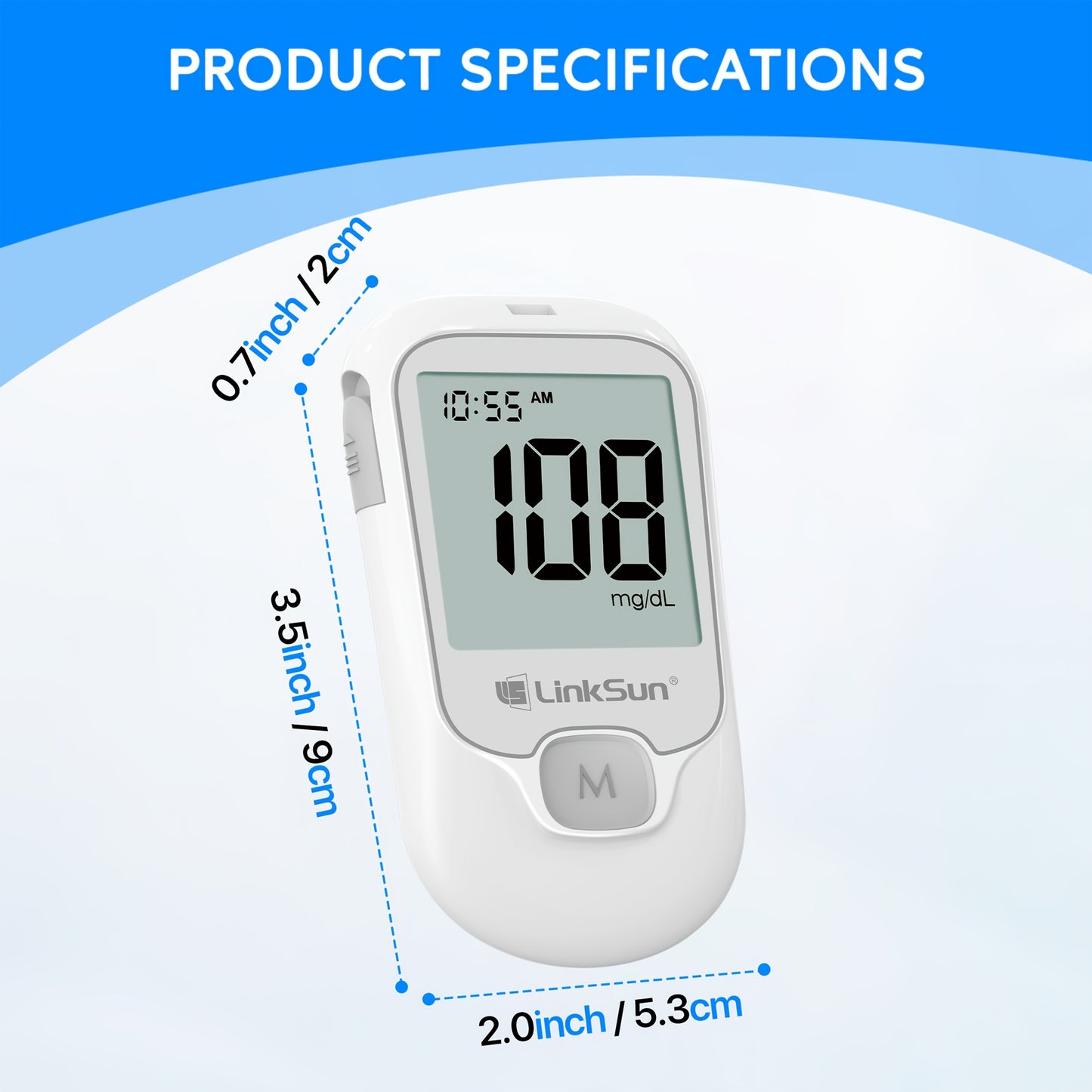 LINKSUN Blood Glucose Monitor Kit With 100 Strips And Lancets