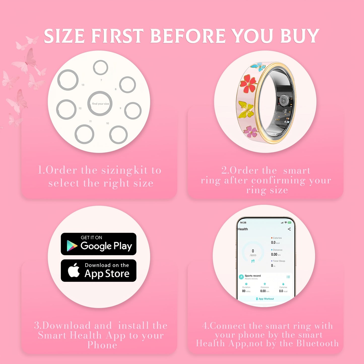 Smart Ring Compatible for Men & Women with Charging Case - Fitness Tracker, Sleep Monitor, Step/Distance/Calorie Counter, Multi-Sport Modes, Magnetic Sync, IP68 Waterproof, Smart, Stylish Ring for Gym & Holiday Gifts