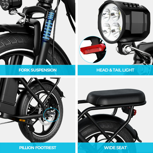 WINDHORSE Folding Electric Bike 2-Seater With Shock Absorption