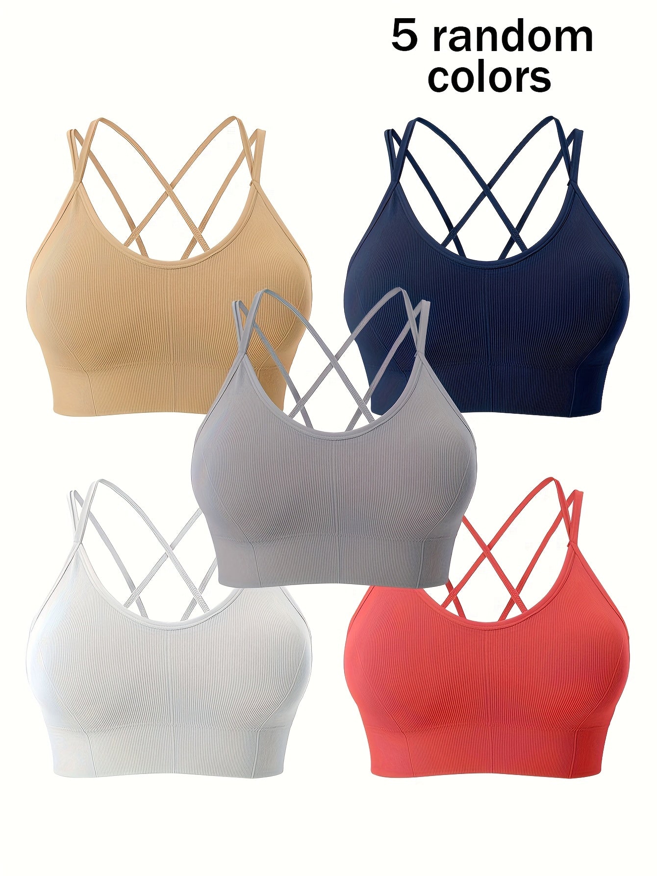 Sports Bra 5-Pack With Removable Padding For Yoga And Running