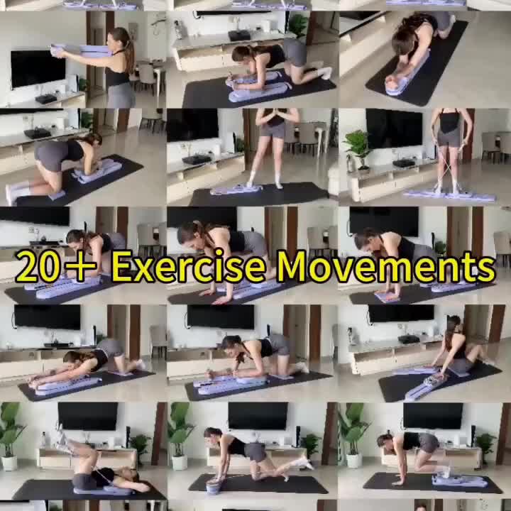 Split Pilates balance board, 40+ exercise movements, multifunctional fitness tool, (abdominal board, ski machine, plank support, Pilates board, arm trainer, walking machine, tension rope, push-ups), any spacing to adjust 360