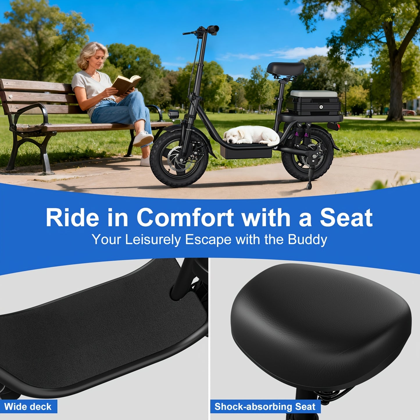 ZEFIORA S10 MAX 740W Peak Electric Scooter, Folding Electric Bicycle for Adults And Teenagers, 14" Tires, 54.6V 8-20Ah Removable Battery, LCD Screen, Puncture-Proof, Front And Rear Lights-Ideal for Commuting And Outings, The