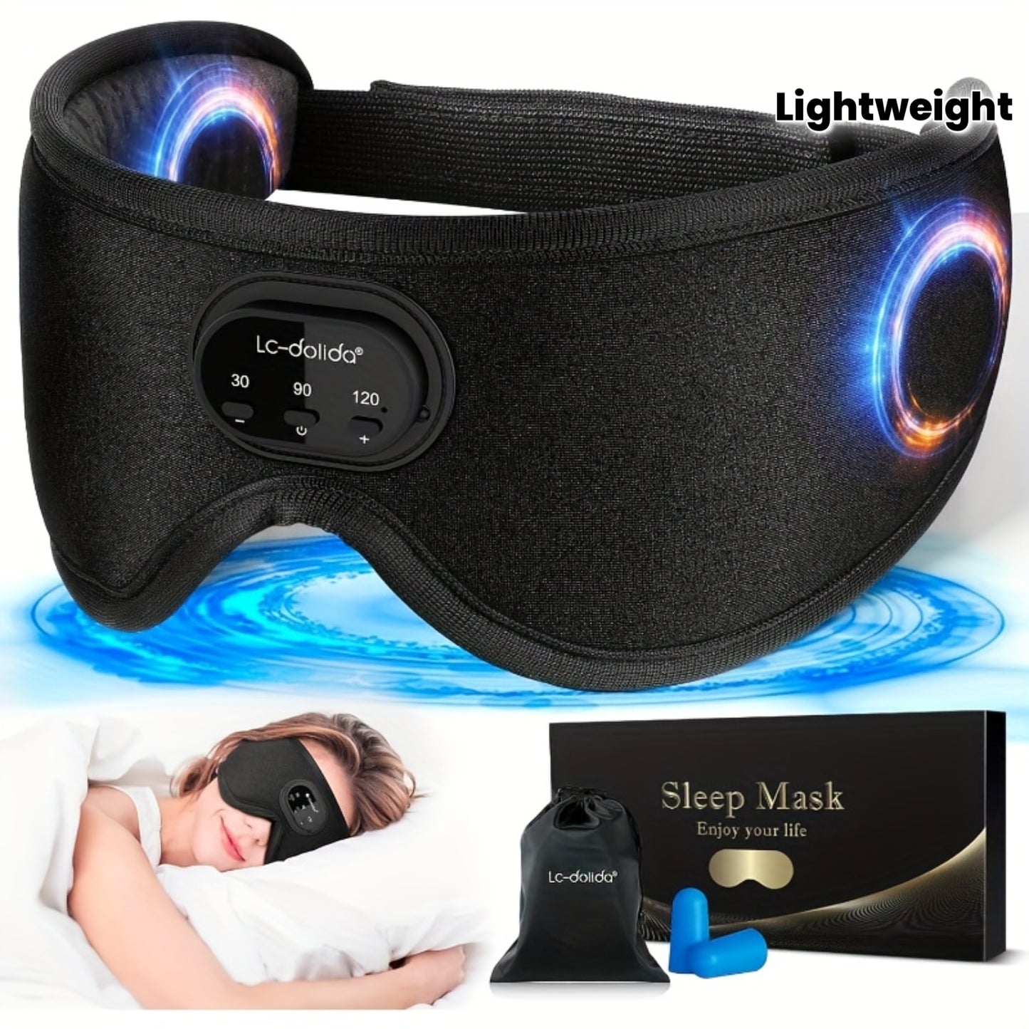 LC-Dolida Sleep Headphones Sleep Mask, Wireless 3D Light-Blocking