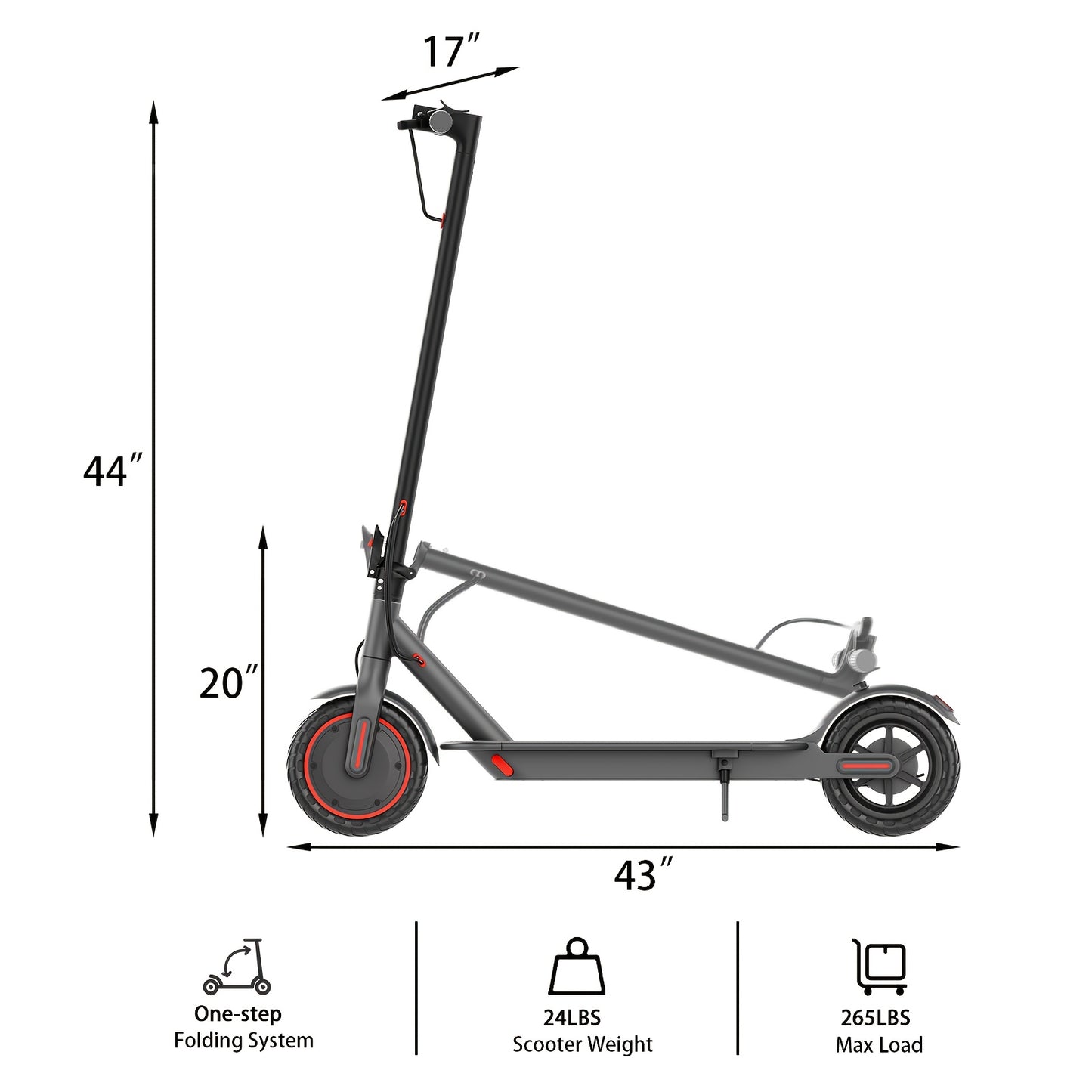 LADPED Folding Electric Scooter Long-Range Battery