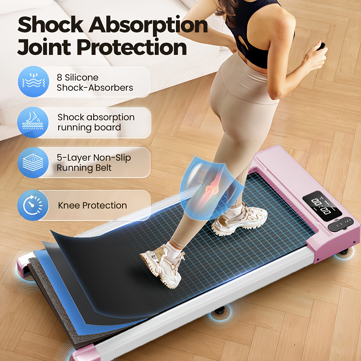 HOMSHADE 2-in-1 Walking Pad Treadmill Under Desk Portable