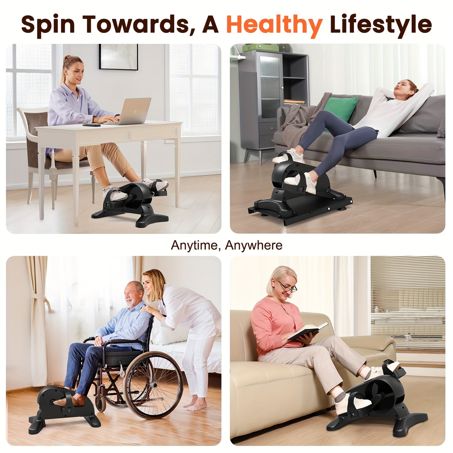 FEIERDUN Under Desk Exercise Bike 12-Speed Pedal Exerciser