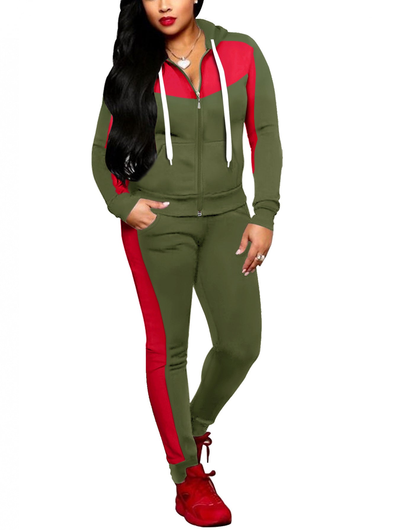 SCACTO Women's Two-Piece Full-Zip Hoodie Set With Shapewear