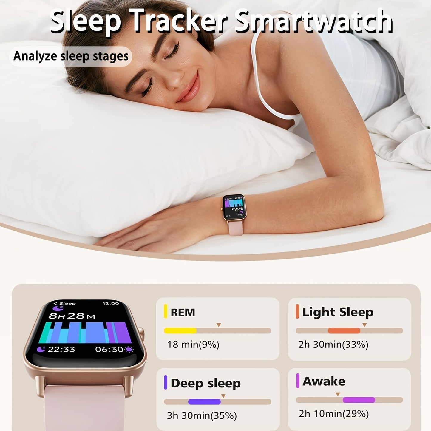 RJHGP Smart Watch Alexa Built-in Calls, Fitness Tracker, Sleep Monitor