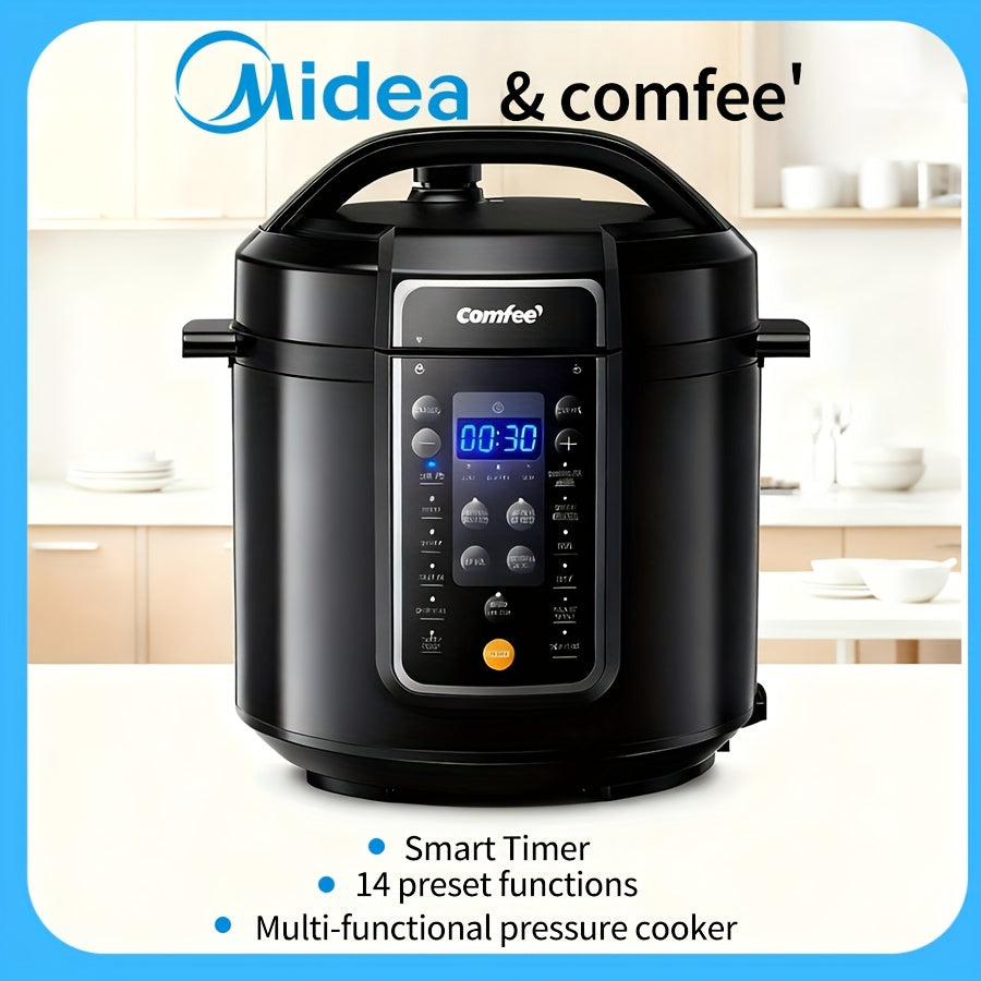 Midea COMFEE One Pot Replaces Nine! Electric Pressure Cooker with 14 Smart Modes | 24-Hour Extended Delayed Start, Includes Steaming Rack And Measuring Cup | Perfect for Family Gatherings, Space-Saving Kitchen Essential