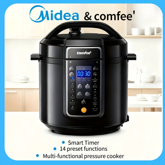 Midea COMFEE One Pot Replaces Nine! Electric Pressure Cooker with 14 Smart Modes | 24-Hour Extended Delayed Start, Includes Steaming Rack And Measuring Cup | Perfect for Family Gatherings, Space-Saving Kitchen Essential