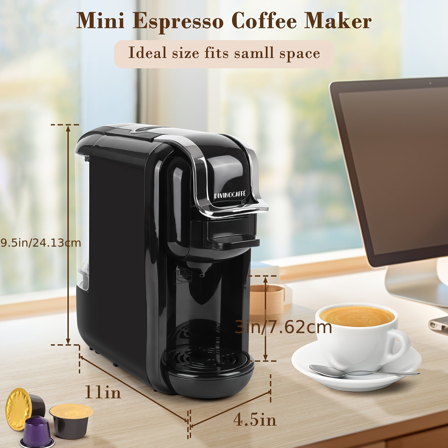 Espresso Machine 3-In-1 Capsule And Ground Coffee Compatible