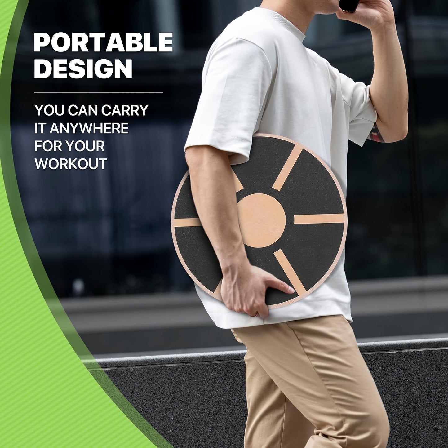 15.6'' Multifunctional Wooden Wobble Balance Board - 360° Rotating Stability Trainer with Non-Slip Surface | Full-Body Core Workout & Physical Relax | Home Gym & Rehabilitation Essential