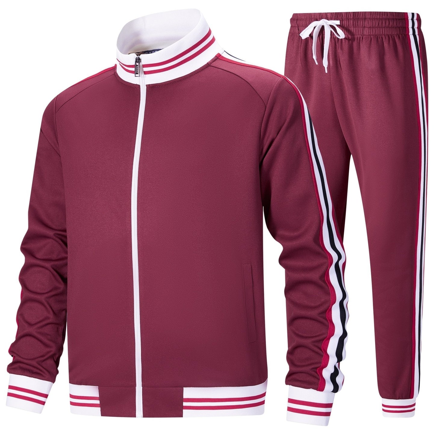 Men's Track Suit Set Polyester Zip Jacket And Pants 2pc