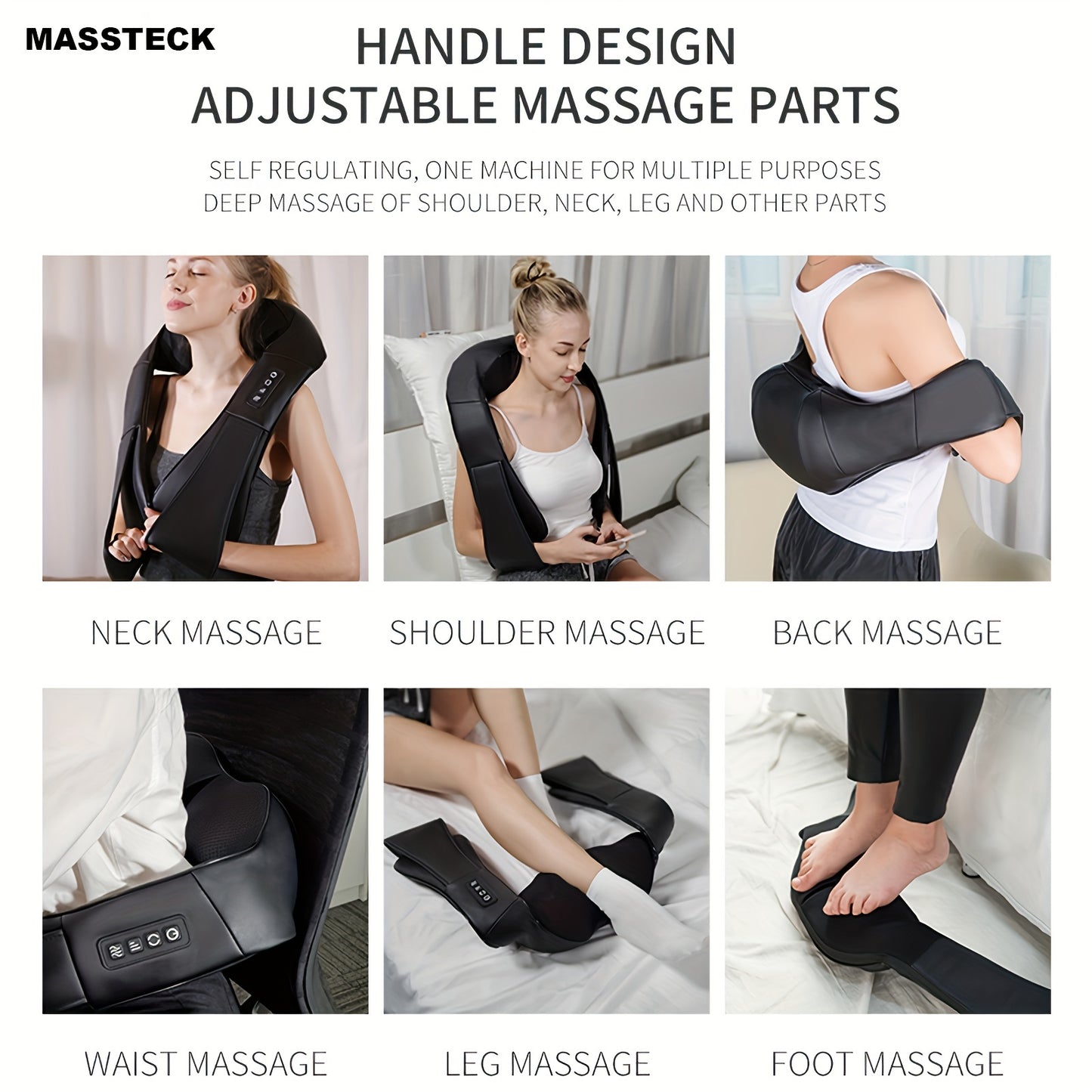 MASSTECK Shiatsu Neck Massager with Heat, 3D Kneading for Neck Back Shoulder, Relax at Home Office & Car, Gift for Mom Dad Women Men, Christmas Gift