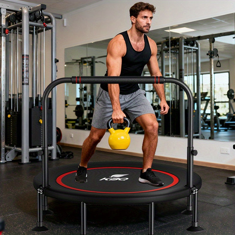 Trampoline Foldable With Adjustable Foam Handle For Home Fitness