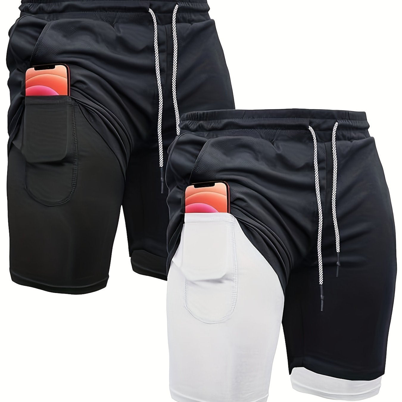 OEBLD Men's 2-in-1 Running Shorts Lightweight Polyester