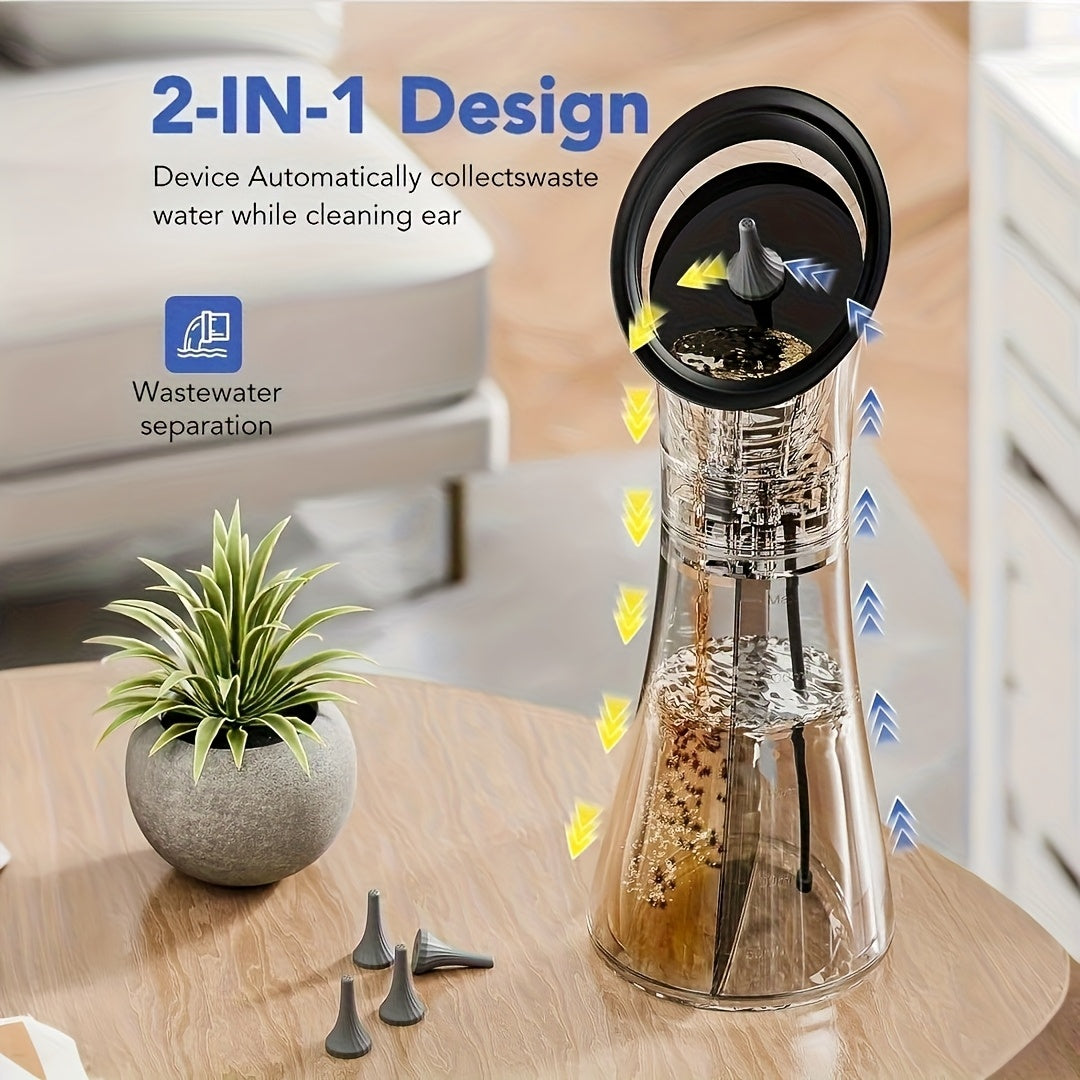 Electric Ear Wax Removal System Pro - -Grade Hydraulic Ear Cleaner Kit with 3-Speed Settings, USB- (Rechargeable), Water Temp Sensor & Visual Waste Tank | for home Ear Hygiene Care, Dry/Dirty Storage System