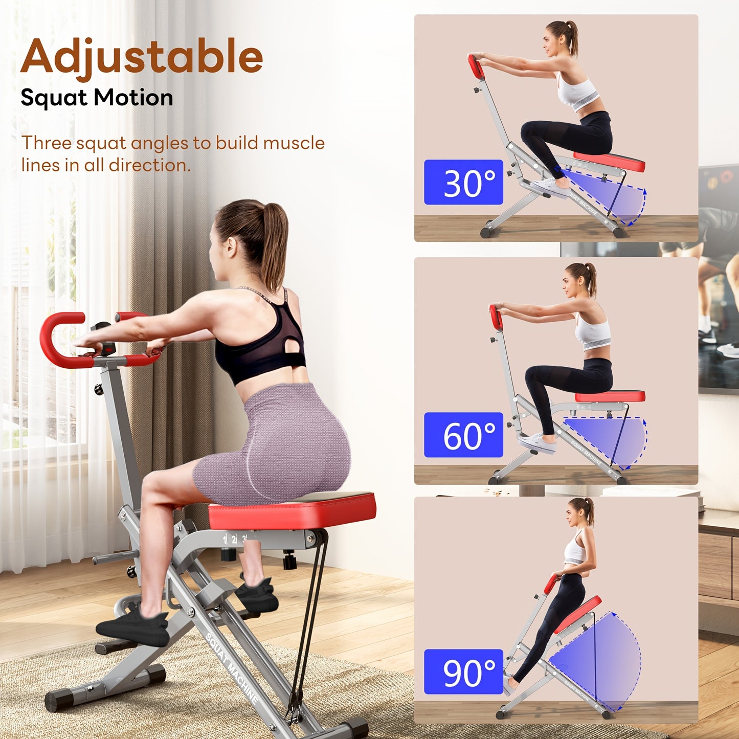 SOGES 2-in-1 Squat And Rowing Machine, Foldable Exercise Equipment with Easy Setup, Home Workout Machine for Glutes And Legs, Glute Trainer