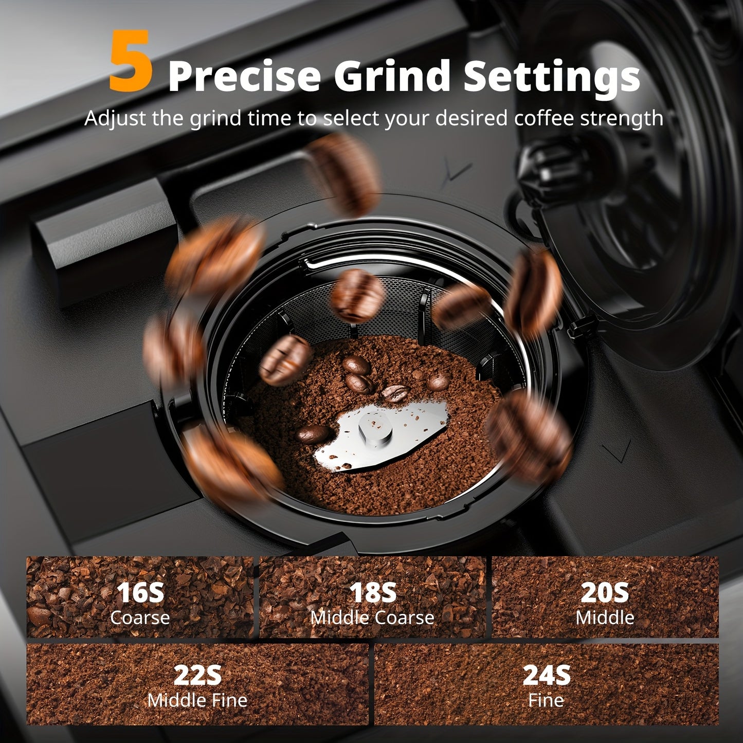 All-In-One Coffee Maker With 5 Grind Settings And K-Cup Compatibility