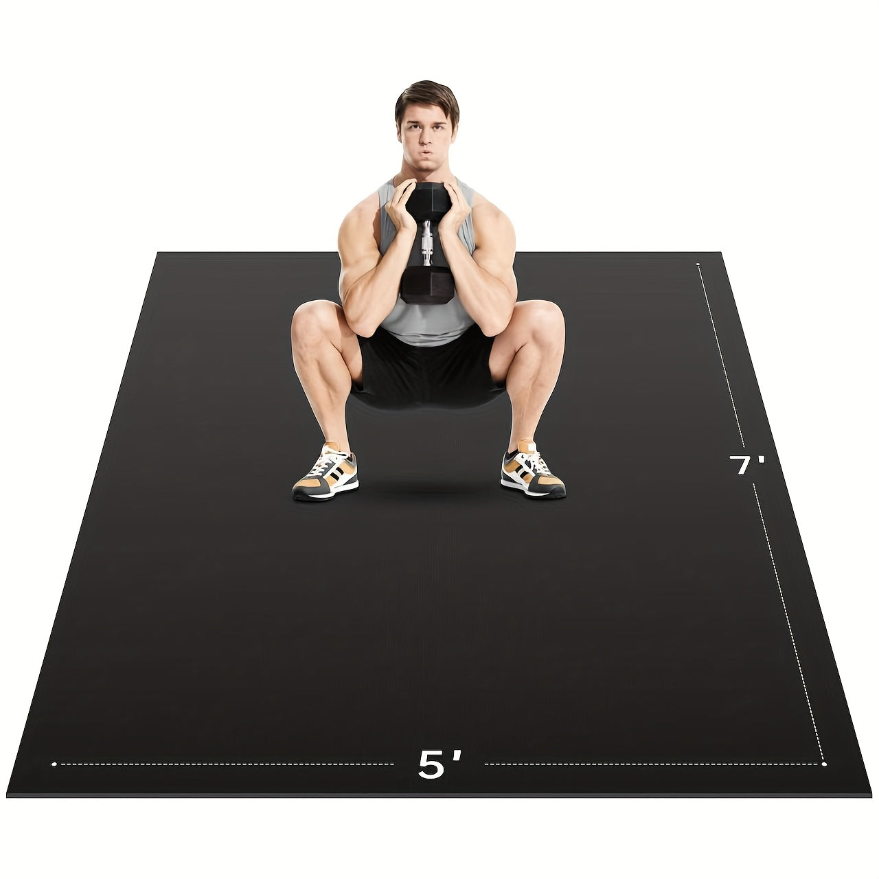 Fitness Mat Extra Thick High-Density PVC For Home Workouts