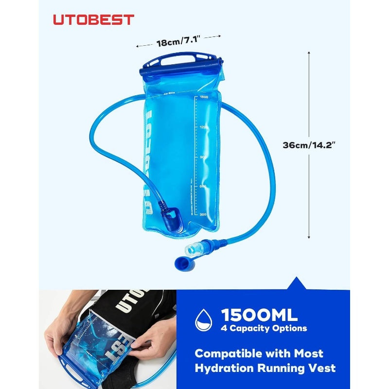 33.81oz/50.72oz/67.63oz/101.44oz BPA-Free Hydration Bladder Backpack - Leak-Proof Ergonomic Design with Measurement Markings & Quick-Connect Tube System, Large Capacity Water Reservoir for Hiking, Running, Cycling, Camping, T