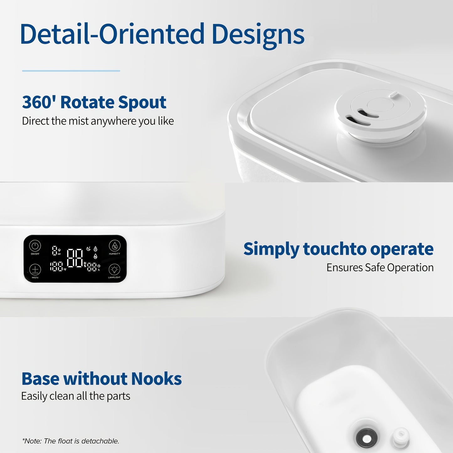 Humidifier: 1.85Gal/7L Humidifiers for Home, Humidifiers for Bedroom / Baby / Plants/Office, Luxury Large-Capacity Aroma System for Whole-Home Fragrance. Humidity Control Display Diffuser: Top-Fill, 360° Nozzle & Dual Mist,