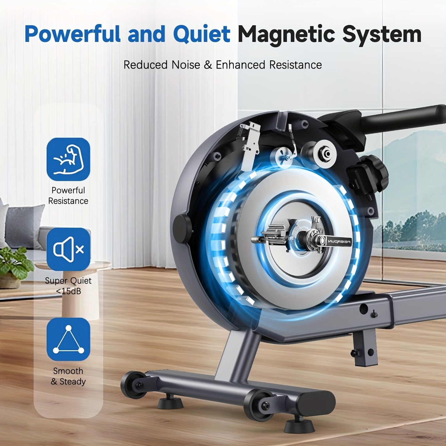 SRIFY Magnetic Squat & Rowing Machine - Heavy-Duty Home Gym Equipment with 16-Level Magnetic Resistance, 350lbs Capacity, Ergonomic Non-Slip Pedals & Smooth Gliding Rails, Squat & Rowing Machine for Full-Body Workouts, Tracki