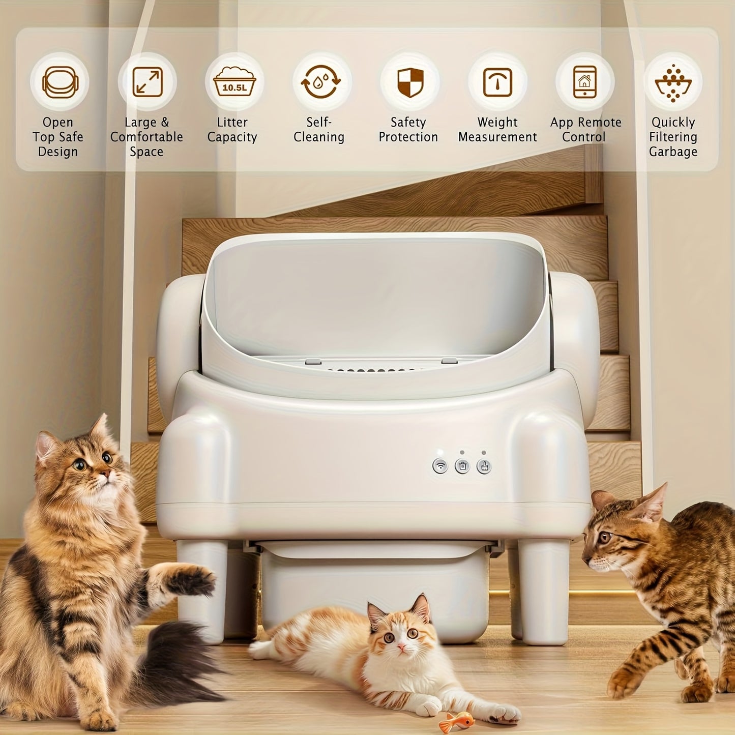 Self-Cleaning Litter Box App-Controlled Large Capacity