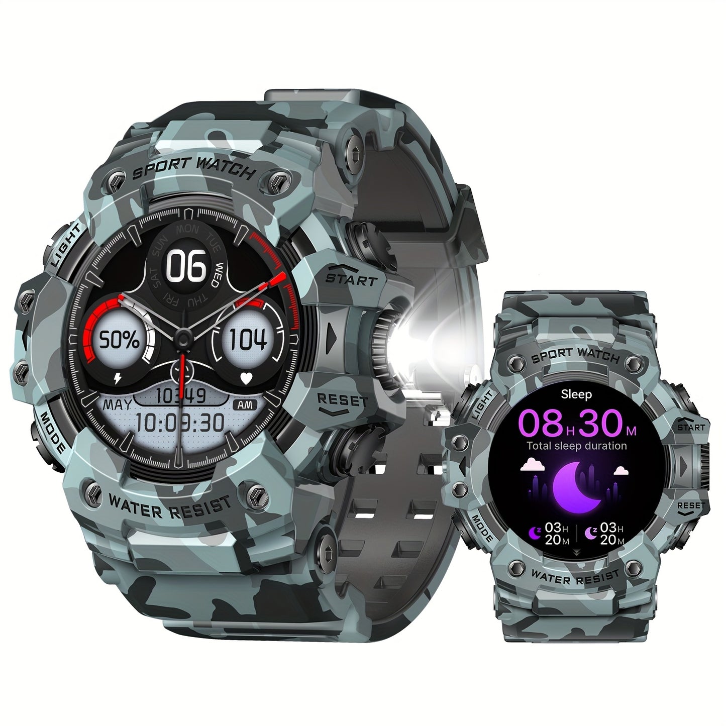 Smart Watches for Men (Answer/Make Call), Outdoor Watch with LED Flashlight, 1.32" TFT Screen Watch, 100+ Sport Modes, SOS, Sleep Tracker, Fitness Watch Health Watch for iPhone/Android - Cool Gifts for Men